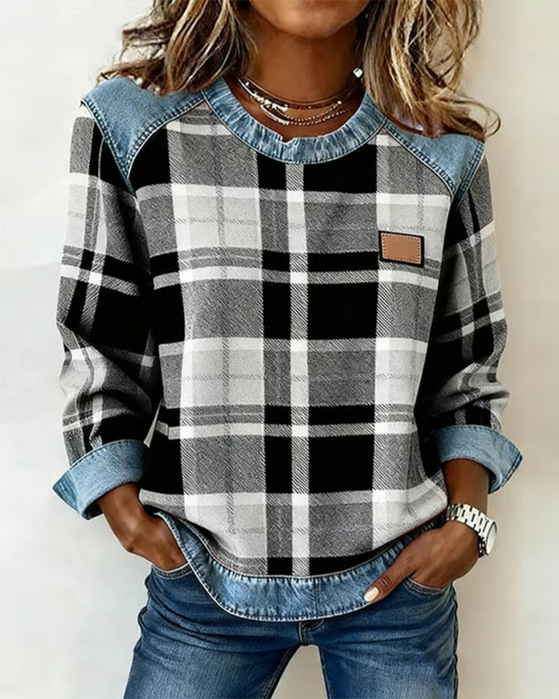 BESTSELLER SALE ENDS IN 24 HOURS! Ivy | Sweatshirt with Checkered Patchwork