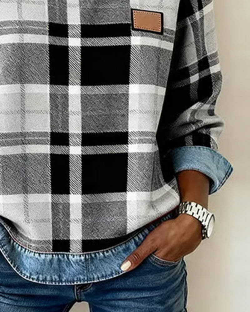 BESTSELLER SALE ENDS IN 24 HOURS!  Ivy | Sweatshirt with Checkered Patchwork