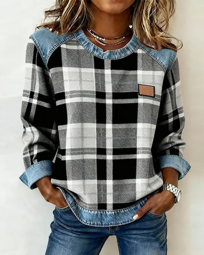 BESTSELLER SALE ENDS IN 24 HOURS!  Ivy | Sweatshirt with Checkered Patchwork