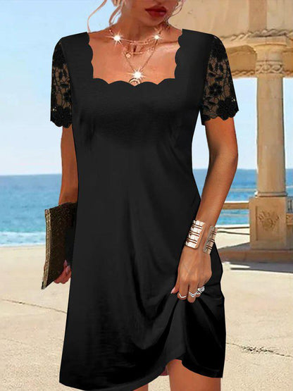 Maria | Scalloped Black Midi