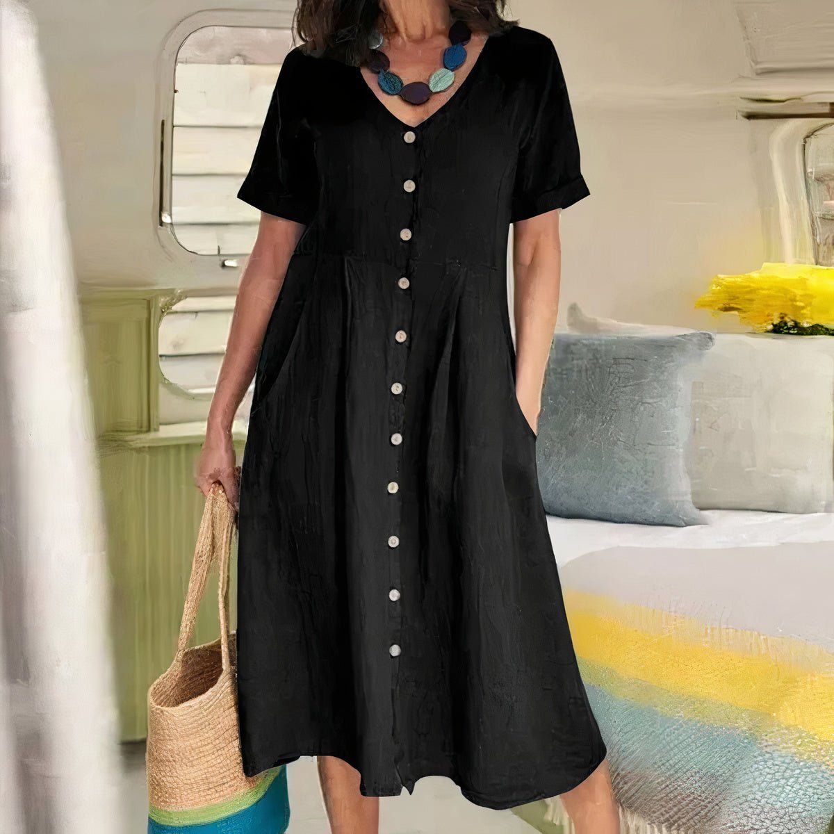 Natalie | Graceful Button Dress