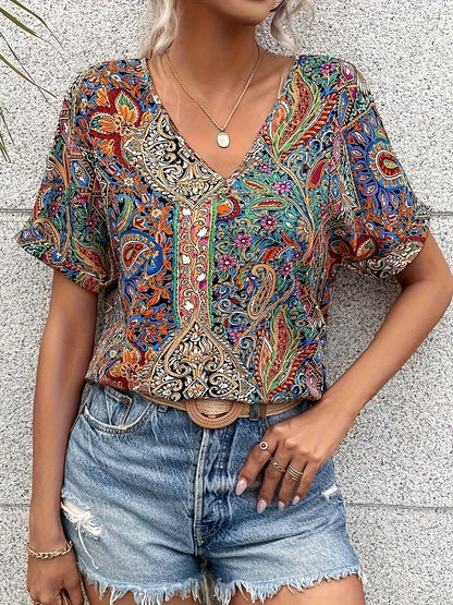 Sara | Moonlit V-Neck Blouse