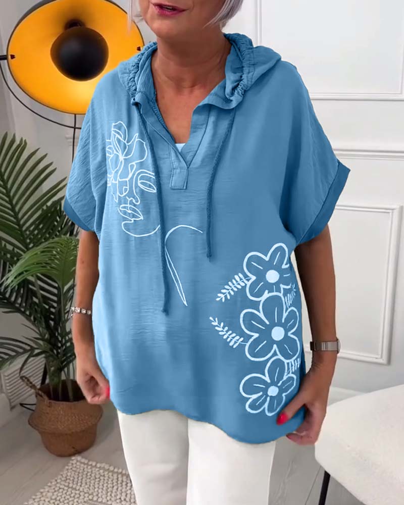 Lory | Floral Hooded Blouse