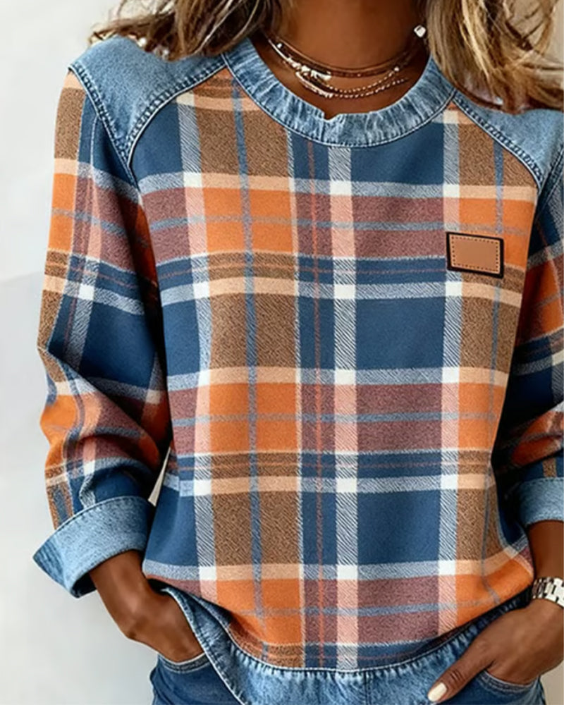 BESTSELLER SALE ENDS IN 24 HOURS!  Ivy | Sweatshirt with Checkered Patchwork